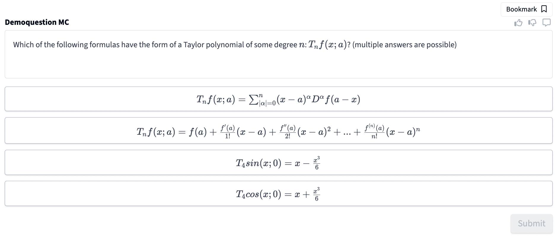 Multiple Choice Question - Student View
