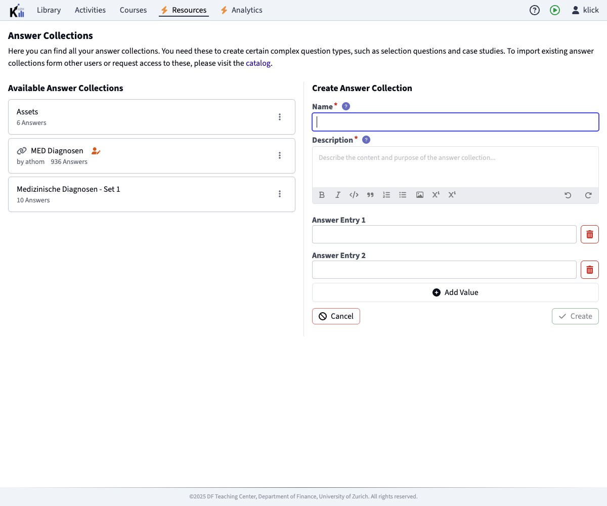 Create Answer
Collection Form
