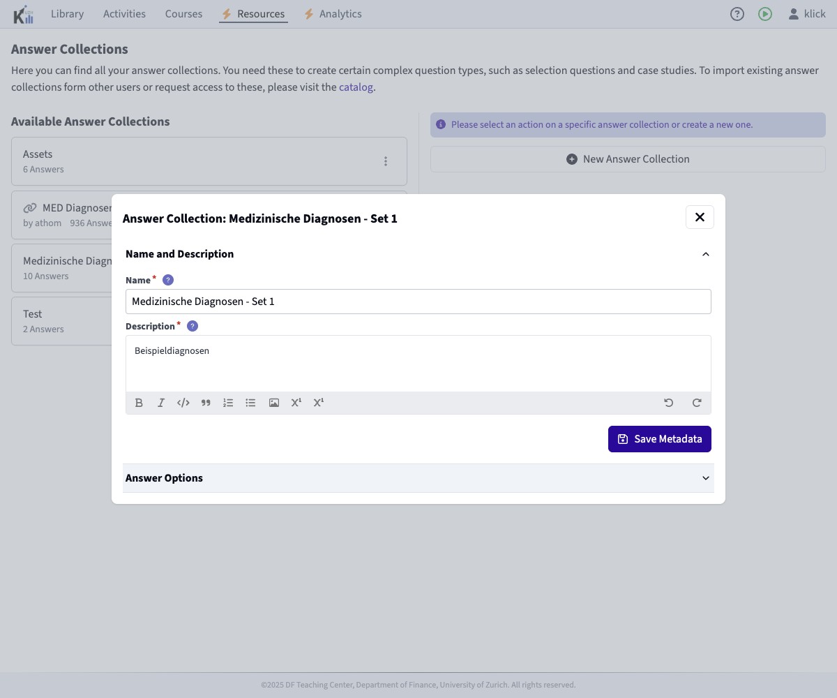 Editing Name and Description in the
Dialog