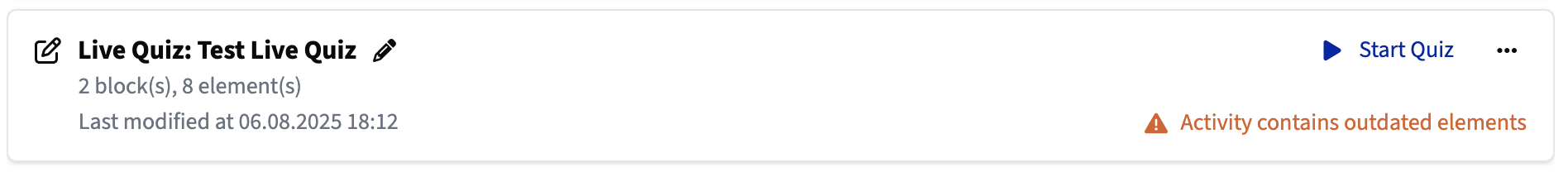 Outdated activity notification