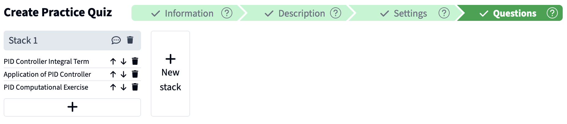 Element Stack Creation