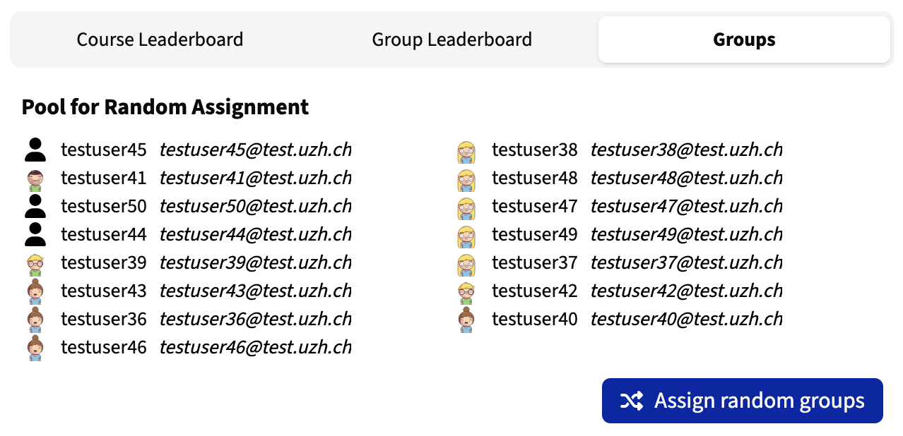 Random Group Creation - Lecturer View