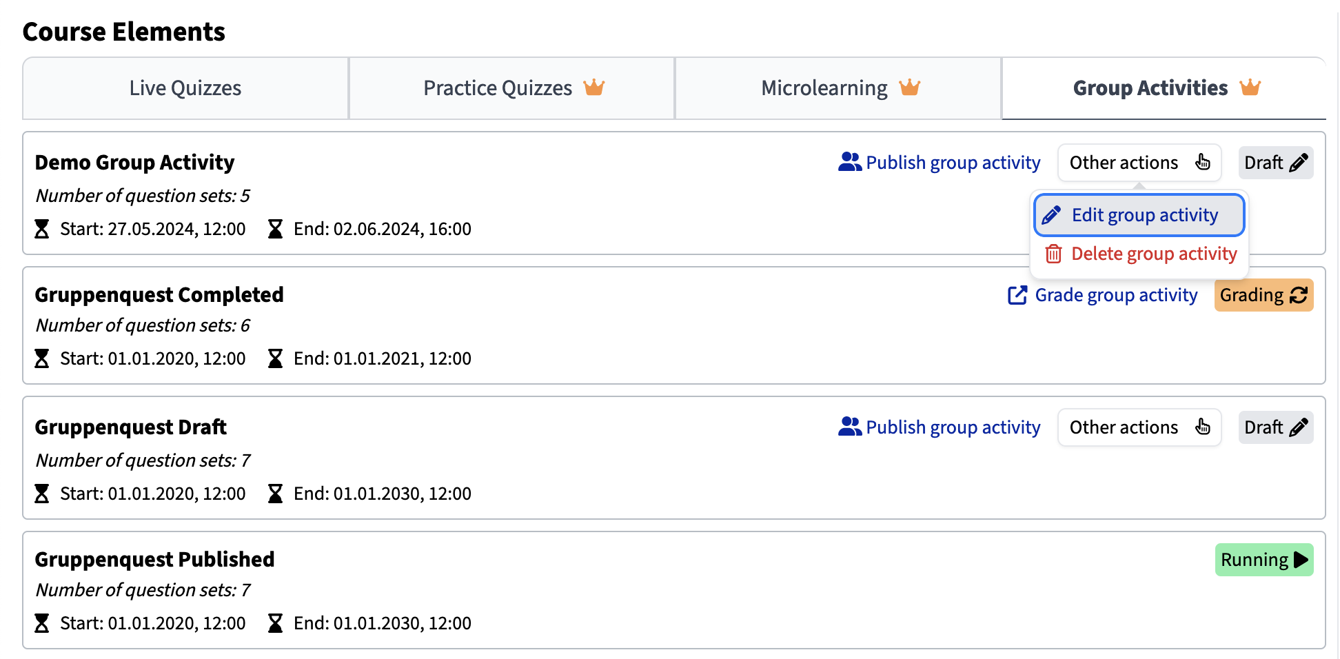 List of group activities